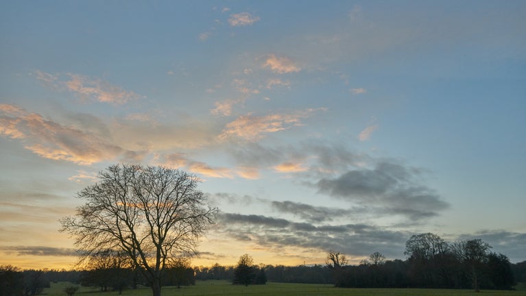 Sunset over the parkland at Basildon Park, Berkshire